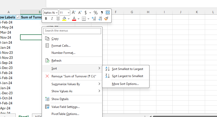 how to Sort pivot table in excel