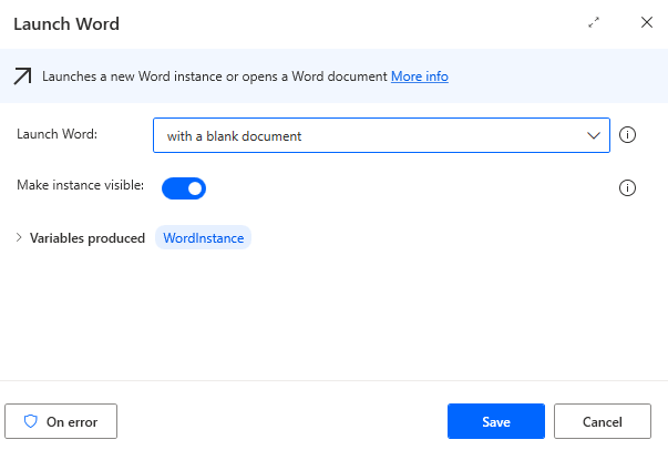 Steps to convert image to PDF: 1-Launch Word in Power Automate