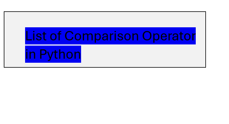 comparison operators in python