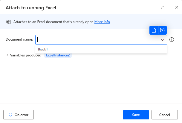 Attach to Running Excel action in Power automate