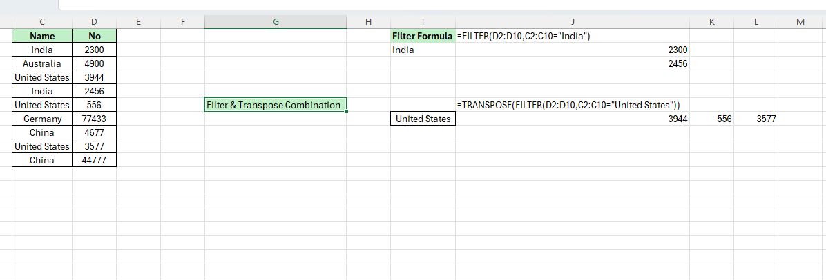 Filter any array or range using filter formula in excel