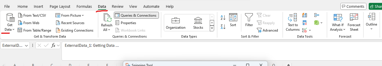 Power Query Get data in excel