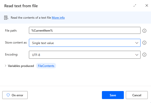 Read text form file in power automate text to excel